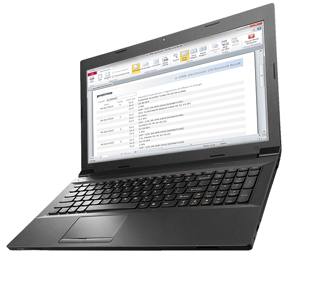 e-orb.gr e-ORB electronic Oil Record Book Software Laptop eORB Export Screenshot